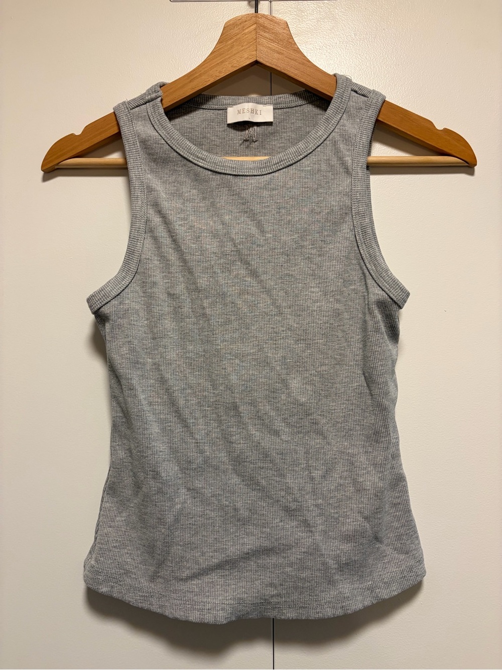 Meshki Ribbed Tank Top in Light Gray